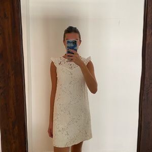 Lace eyelet mini white dress